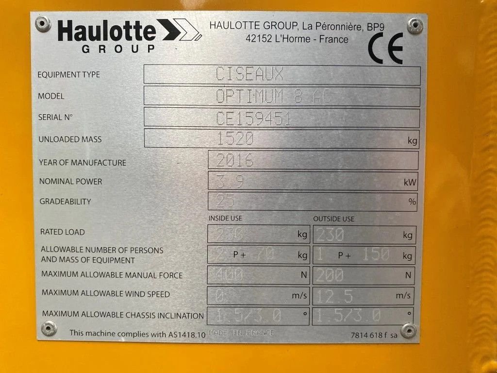 Teleskoparbeitsbühne van het type Haulotte Optimum 8 Elektrische Schaarhoogwerker 7.8 meter werkhoogte als, Gebrauchtmaschine in VEEN (Foto 3)