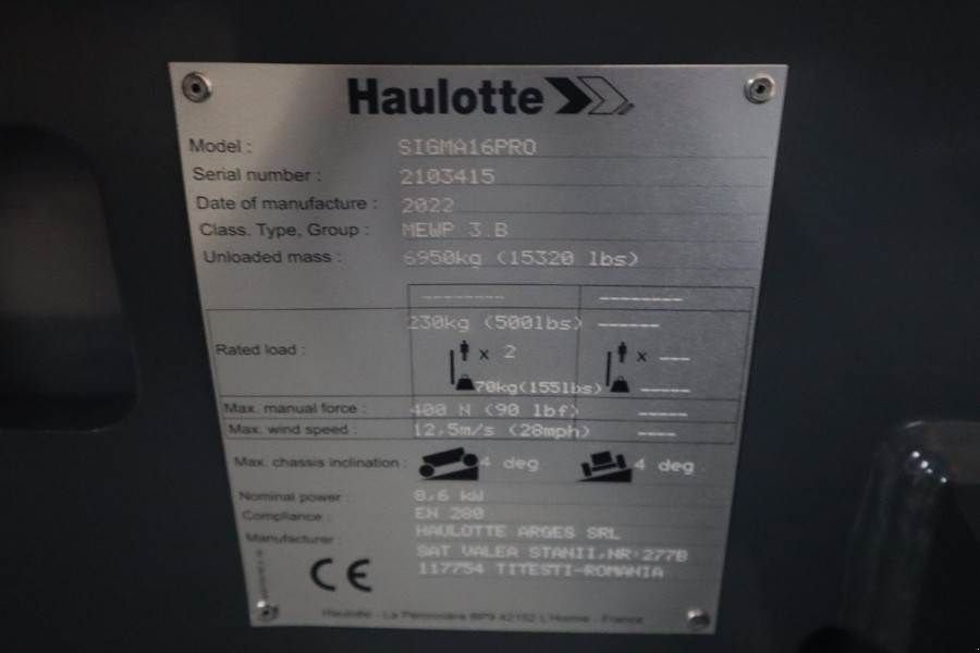 Teleskoparbeitsbühne a típus Haulotte SIGMA16PRO Valid inspection, *Guarantee!, Electric, Gebrauchtmaschine ekkor: Groenlo (Kép 7)