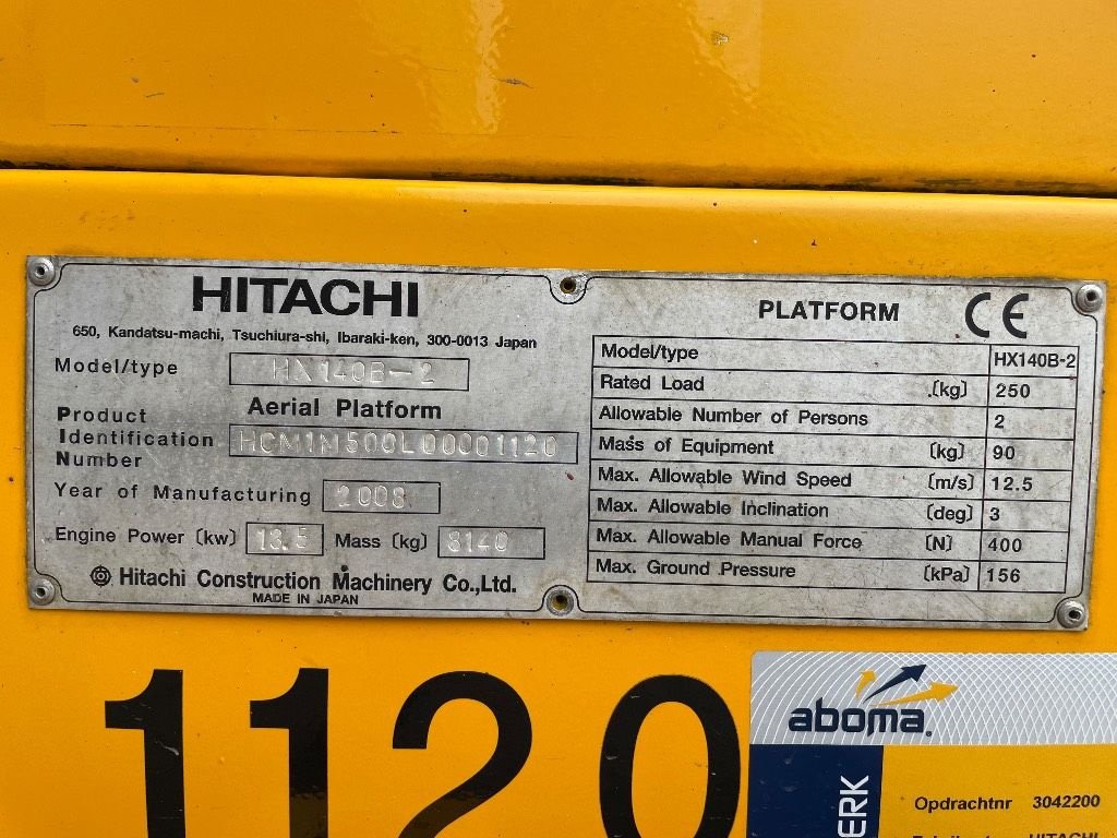 Teleskoparbeitsbühne del tipo Hitachi HX 140 B-2/ SOLD, Gebrauchtmaschine en WIJCHEN (Imagen 3)