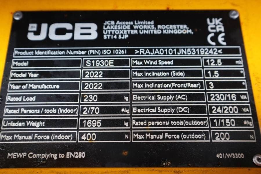 Teleskoparbeitsbühne του τύπου JCB S1930E Valid inspection, *Guarantee! 8m Working He, Gebrauchtmaschine σε Groenlo (Φωτογραφία 7)