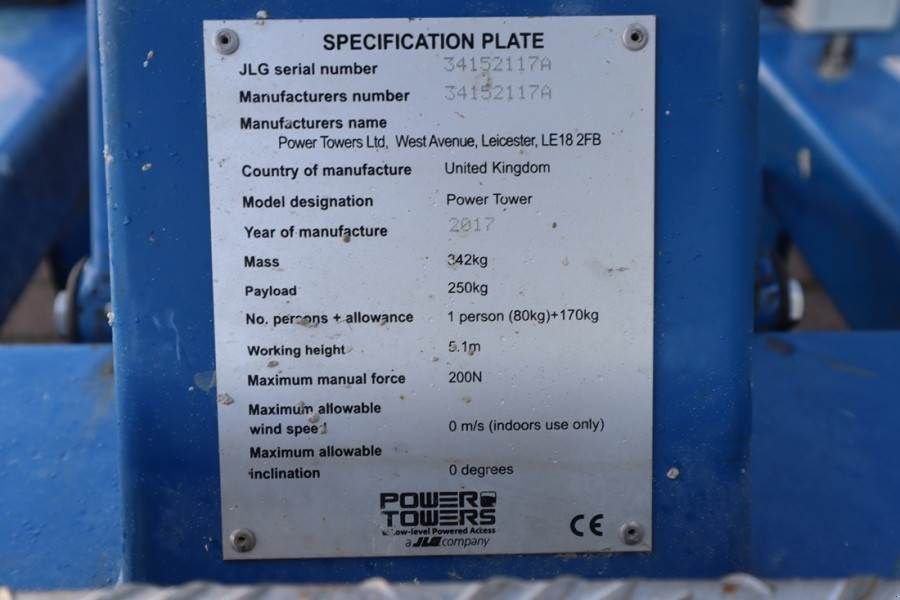 Teleskoparbeitsbühne του τύπου JLG Power Tower Electric, 5.10m Working Height, 250kg, Gebrauchtmaschine σε Groenlo (Φωτογραφία 7)