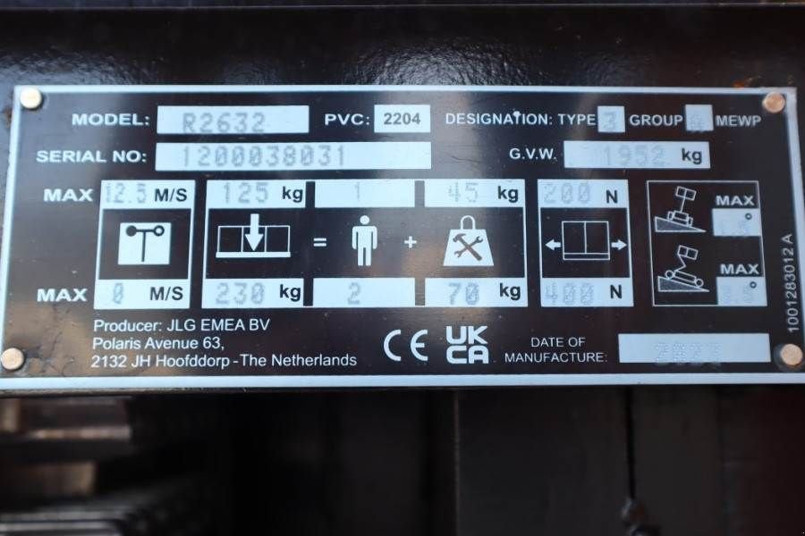 Teleskoparbeitsbühne Türe ait JLG R2632 Unused, Electric, 9.60m Working Height, 230k, Gebrauchtmaschine içinde Groenlo (resim 8)