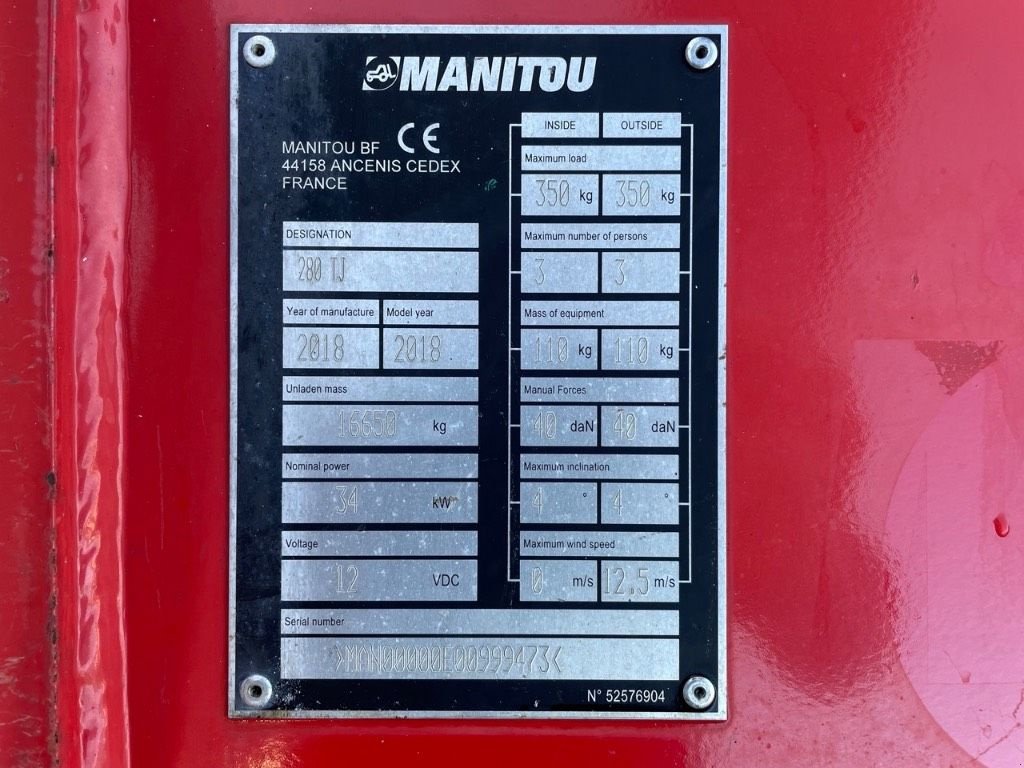 Teleskoparbeitsbühne del tipo Manitou 280 TJ, Gebrauchtmaschine In WIJCHEN (Immagine 4)