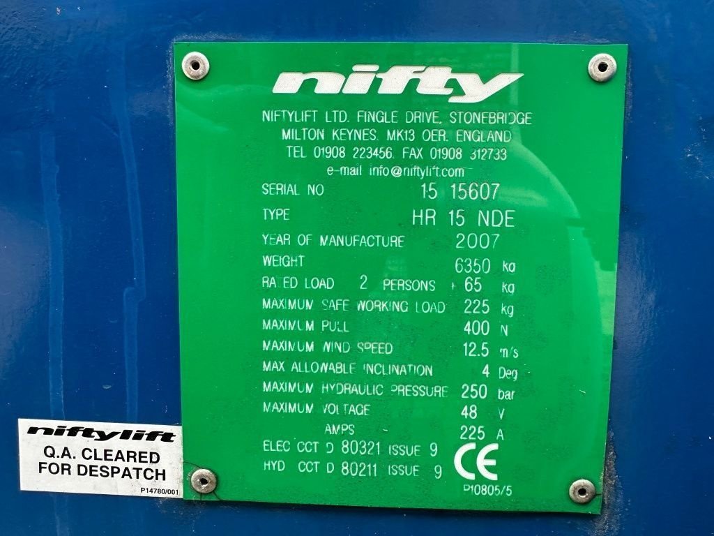 Teleskoparbeitsbühne του τύπου Niftylift HR 15 NDE Kubota Diesel Hybride Knikarm Hoogwerker 15.6 meter we, Gebrauchtmaschine σε VEEN (Φωτογραφία 3)