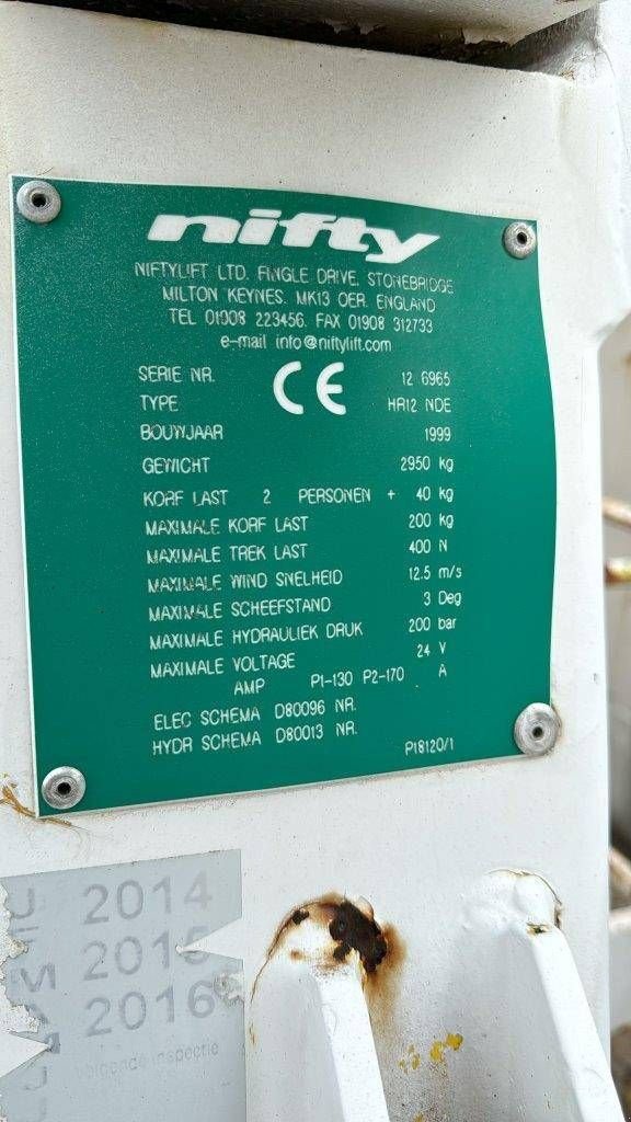 Teleskoparbeitsbühne Türe ait Niftylift HR12 NDE, Gebrauchtmaschine içinde Antwerpen (resim 8)