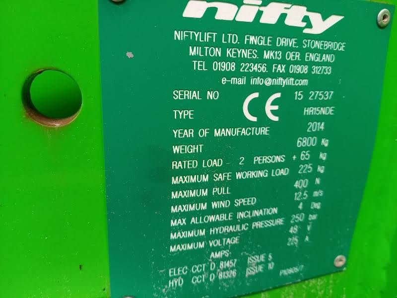 Teleskoparbeitsbühne tip Niftylift HR15NDE, Gebrauchtmaschine in Waregem (Poză 10)