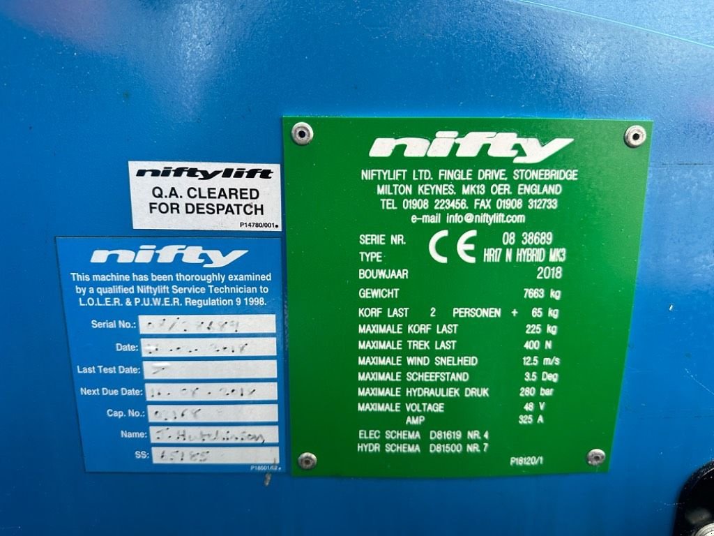 Teleskoparbeitsbühne del tipo Niftylift hr17 N Hybrid, Gebrauchtmaschine en WIJCHEN (Imagen 3)