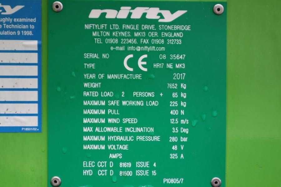 Teleskoparbeitsbühne des Typs Niftylift HR17NE Electric, 4x2 Drive, 17m Working Height, 9., Gebrauchtmaschine in Groenlo (Bild 8)