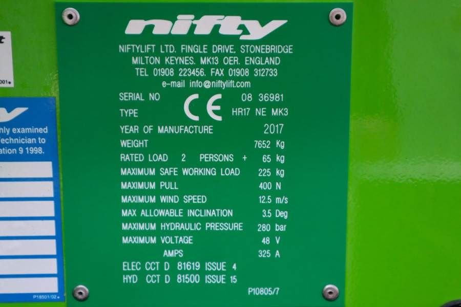 Teleskoparbeitsbühne типа Niftylift HR17NE Electric, 4x2 Drive, 17m Working Height, 9., Gebrauchtmaschine в Groenlo (Фотография 7)