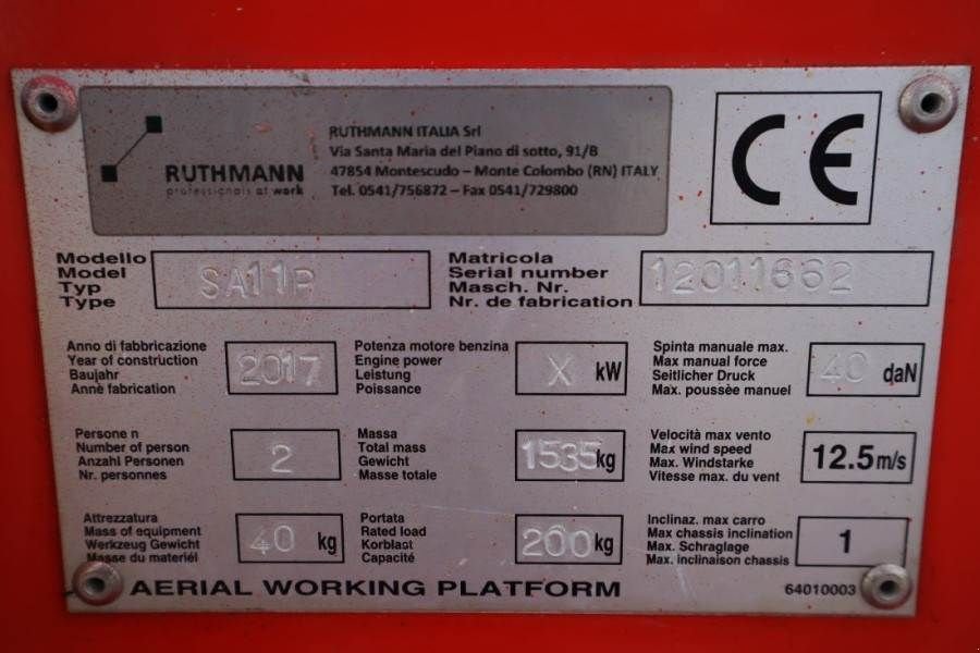 Teleskoparbeitsbühne Türe ait Ruthmann BLUELIFT SA11P Electric, 11m Working Height, 8m Re, Gebrauchtmaschine içinde Groenlo (resim 7)