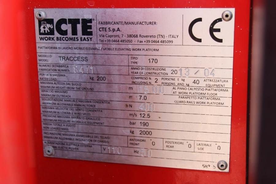 Teleskoparbeitsbühne typu Sonstige CTE CS170E Valid inspection, *Guarantee! Bi-Energy, 17, Gebrauchtmaschine w Groenlo (Zdjęcie 7)