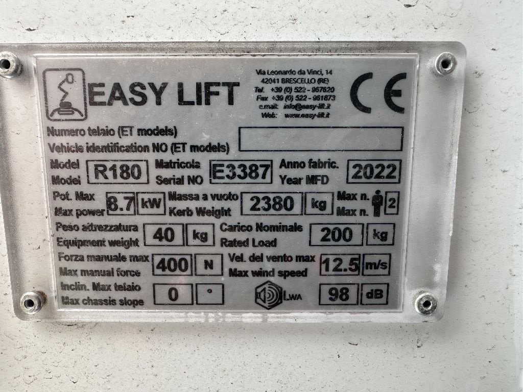 Teleskoparbeitsbühne du type Sonstige EasyLift R 180, Gebrauchtmaschine en WIJCHEN (Photo 4)