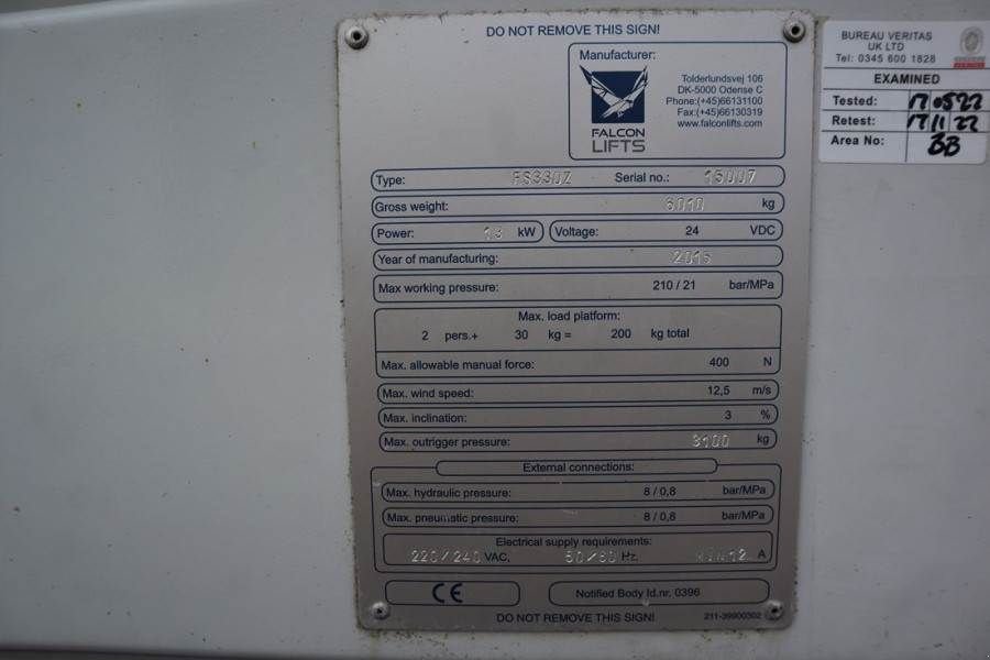 Teleskoparbeitsbühne Türe ait Sonstige Falcon FS330Z Bi-Energy, Diesel - Battery, 33m Working He, Gebrauchtmaschine içinde Groenlo (resim 8)