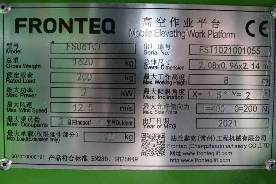 Teleskoparbeitsbühne του τύπου Sonstige Fronteq FS0610T CE Declaration, 6.7m Working Heigh, Gebrauchtmaschine σε Groenlo (Φωτογραφία 7)