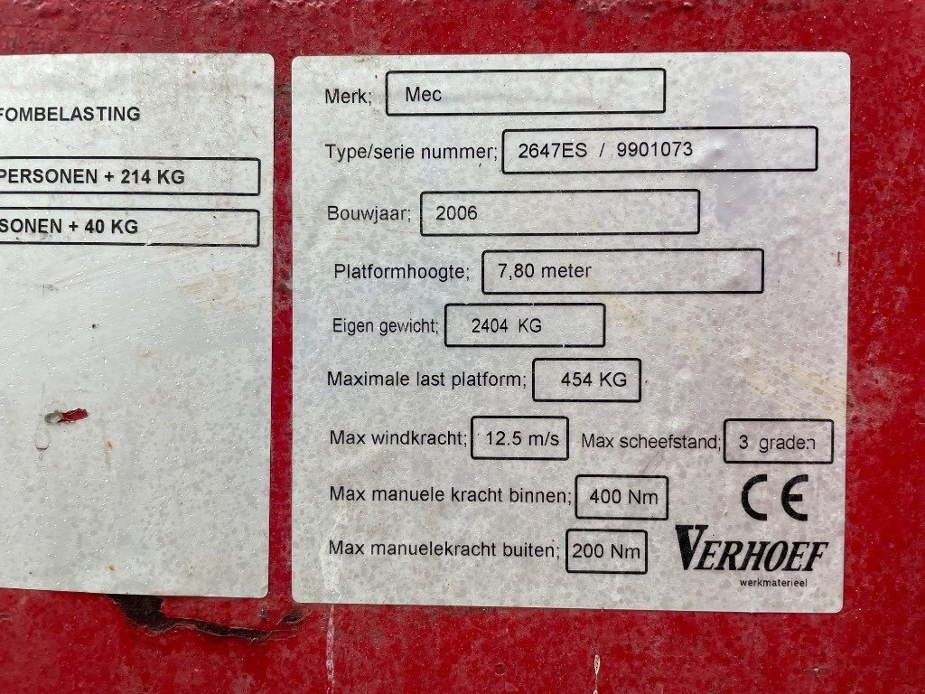 Teleskoparbeitsbühne za tip Sonstige MEC 2647 ES, Gebrauchtmaschine u WIJCHEN (Slika 3)