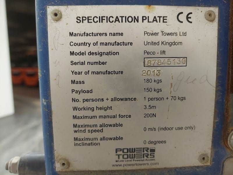 Teleskoparbeitsbühne tip Sonstige POWER TOWERS PECOLIFT, Gebrauchtmaschine in Waregem (Poză 3)