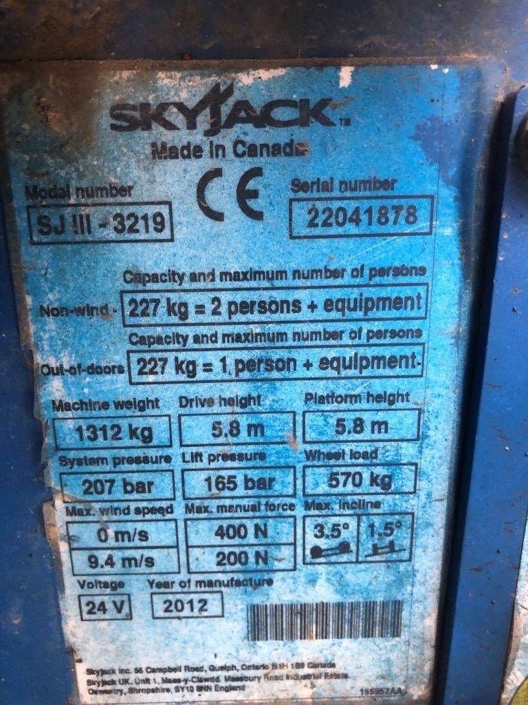 Teleskoparbeitsbühne Türe ait Sonstige Sky Jack 3219, Gebrauchtmaschine içinde Antwerpen (resim 7)