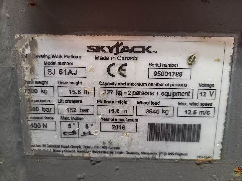 Teleskoparbeitsbühne Türe ait Sonstige Sky Jack SJ51 AJ, Gebrauchtmaschine içinde Waregem (resim 8)