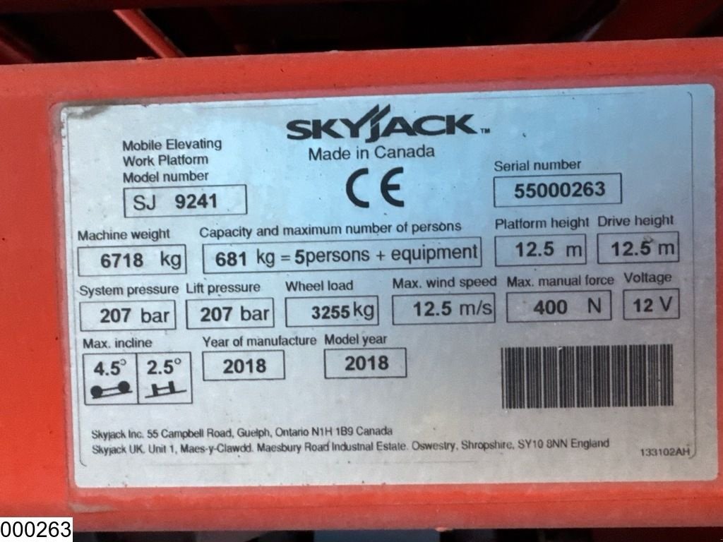 Teleskoparbeitsbühne des Typs Sonstige Sky Jack SJ9241RT 4x4, H 12,5 mtr, Max 681 kg, Gebrauchtmaschine in Ede (Bild 8)