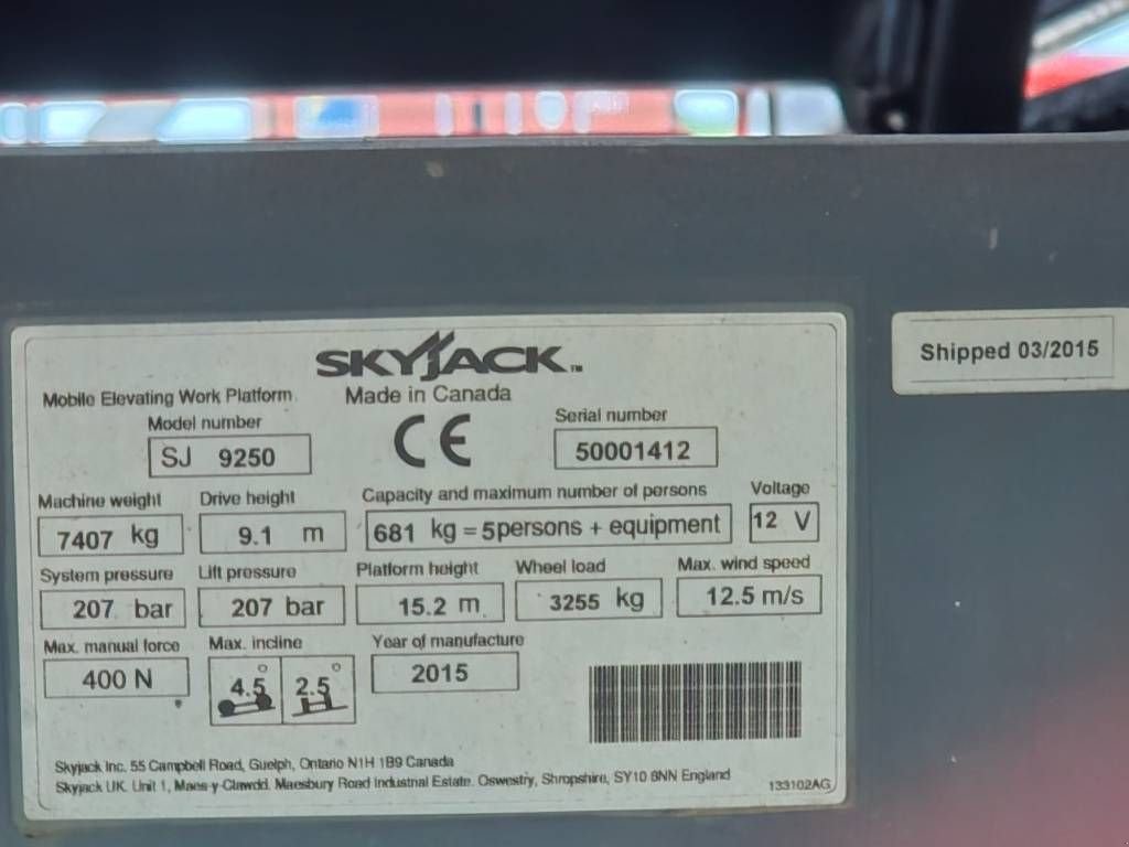 Teleskoparbeitsbühne typu Sonstige Sky Jack SJ9250 4x4 diesel schaarhoogwerker schaarlift, Gebrauchtmaschine v Hooge mierde (Obrázok 9)