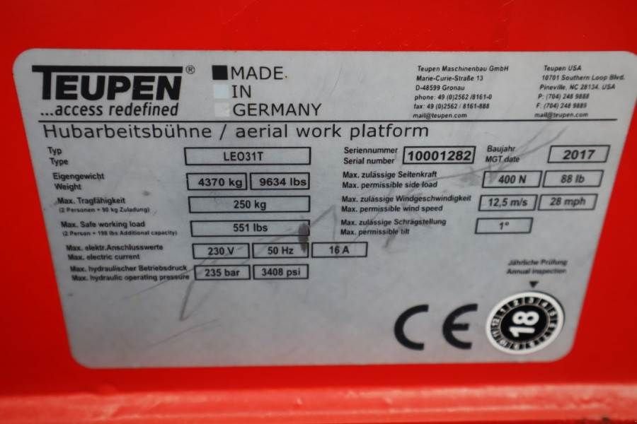 Teleskoparbeitsbühne типа Teupen LEO 31T Valid inspection, *Guarantee! 230 V Electr, Gebrauchtmaschine в Groenlo (Фотография 7)