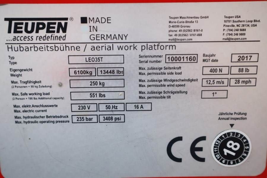 Teleskoparbeitsbühne typu Teupen Leo 35T Valid inspection, *Guarantee! 230 V Electr, Gebrauchtmaschine v Groenlo (Obrázek 8)