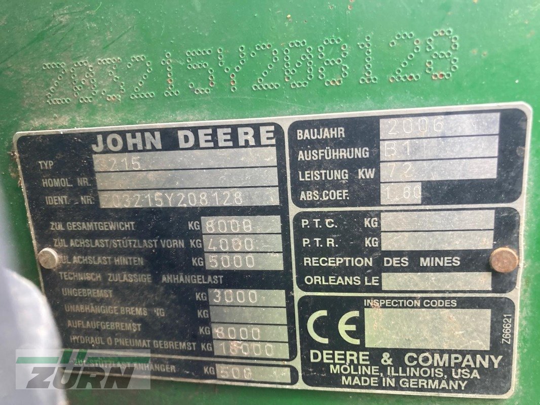 Teleskoplader типа John Deere 3215 Euroaufnahme, Gebrauchtmaschine в Emskirchen (Фотография 4)