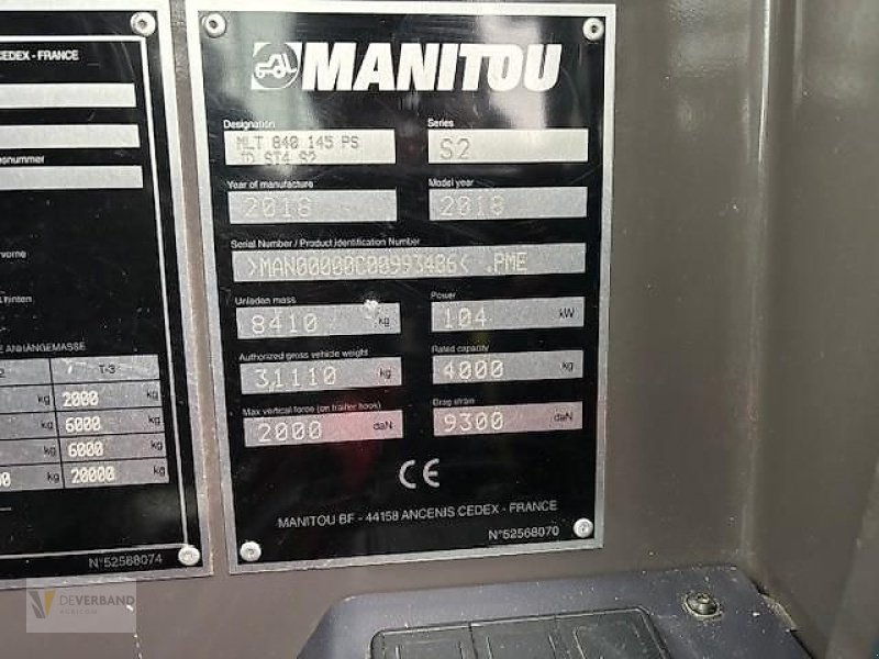 Teleskoplader от тип Manitou MLT 840, Gebrauchtmaschine в Colmar-Berg (Снимка 11)