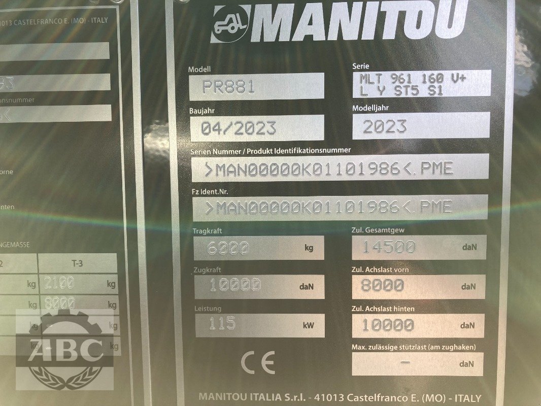 Teleskoplader del tipo Manitou MLT 961 160 V PLUS, Neumaschine en Cloppenburg (Imagen 12)