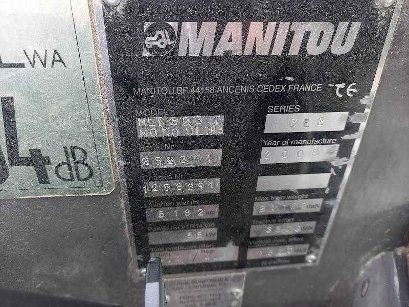 Teleskoplader del tipo Manitou MLT523 TURBO MONO ULTRA SB E2, Gebrauchtmaschine en Waregem (Imagen 10)