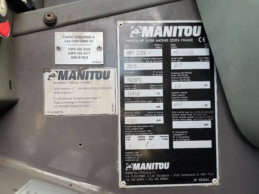 Teleskoplader typu Manitou MRT 2150 Plus Privilege GERESERVEERD, Gebrauchtmaschine v WIJCHEN (Obrázek 4)