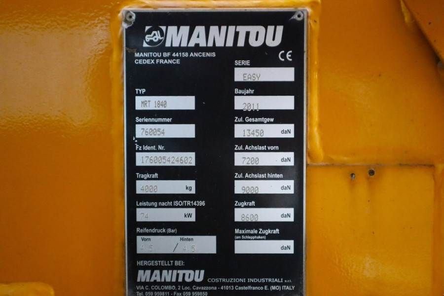 Teleskoplader typu Manitou MRT1840 EASY Diesel, 4x4x4 Drive, 18m Lifting Heig, Gebrauchtmaschine v Groenlo (Obrázok 7)