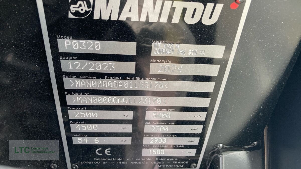 Teleskoplader Türe ait Manitou MT 625 H, Vorführmaschine içinde Eggendorf (resim 21)