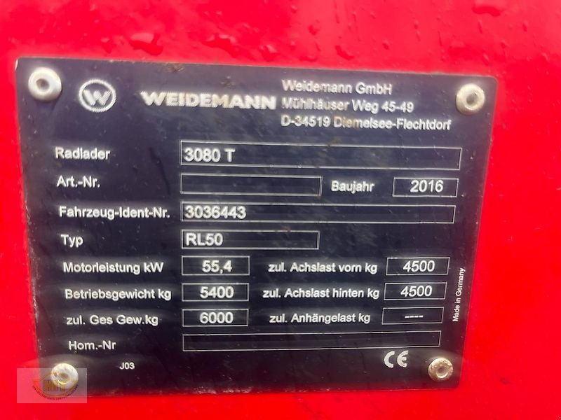 Teleskoplader του τύπου Weidemann  3080 T, Gebrauchtmaschine σε Waldkappel (Φωτογραφία 12)