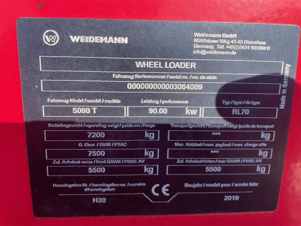 Teleskoplader Türe ait Weidemann  5080T, Gebrauchtmaschine içinde Hjørring (resim 3)