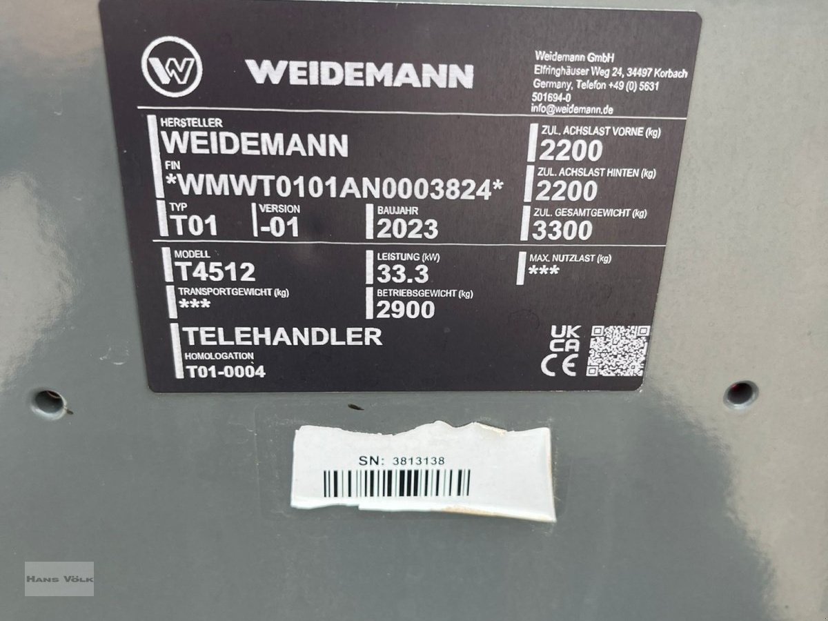 Teleskoplader tip Weidemann  T 4512, Gebrauchtmaschine in Schwabmünchen (Poză 10)