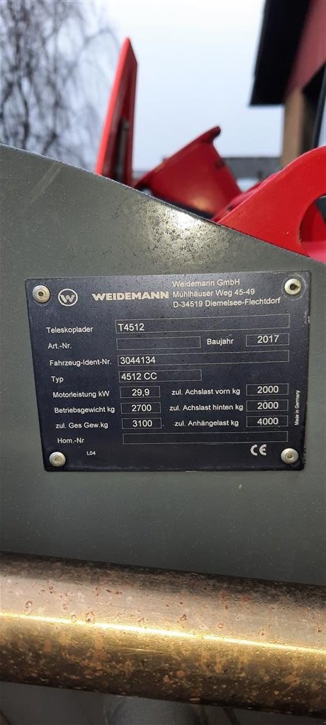 Teleskoplader del tipo Weidemann  T4512, Gebrauchtmaschine en Aars (Imagen 2)