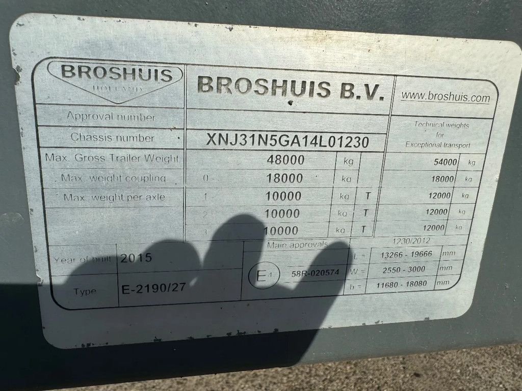 Tieflader des Typs Broshuis 3AS Semi dieplader Uitschuifbaar/Ausziehbar Stuuras, top conditi, Gebrauchtmaschine in Saasveld (Bild 4)