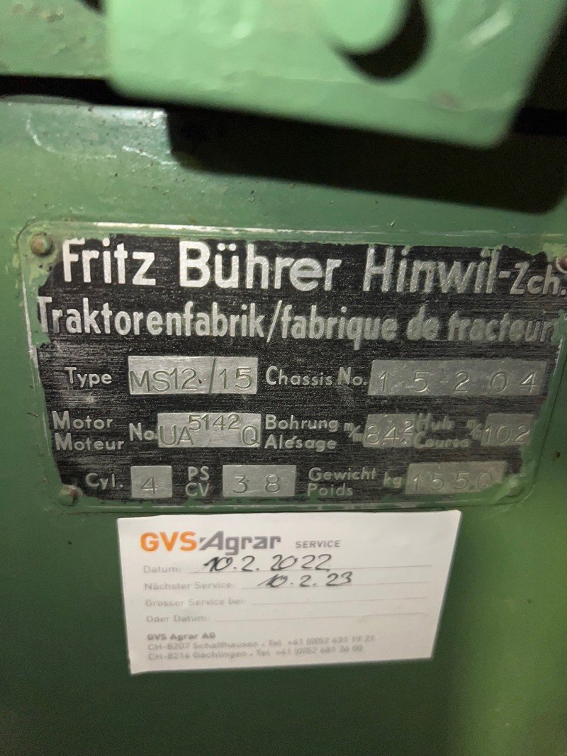 Traktor типа Bührer MS 12/15, Gebrauchtmaschine в Schaffhausen (Фотография 7)