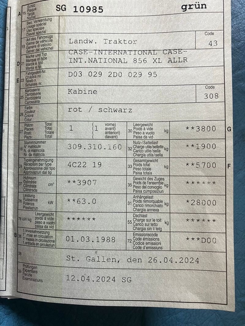 Traktor του τύπου Case IH 856 XL, Gebrauchtmaschine σε Bas-Vully (Φωτογραφία 1)