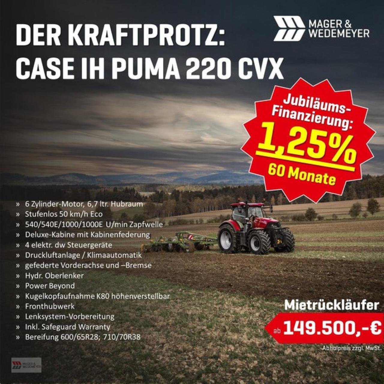 Traktor типа Case IH PUMA CVX 220 SONDERFINANZIERUNG, Gebrauchtmaschine в Oyten (Фотография 1)