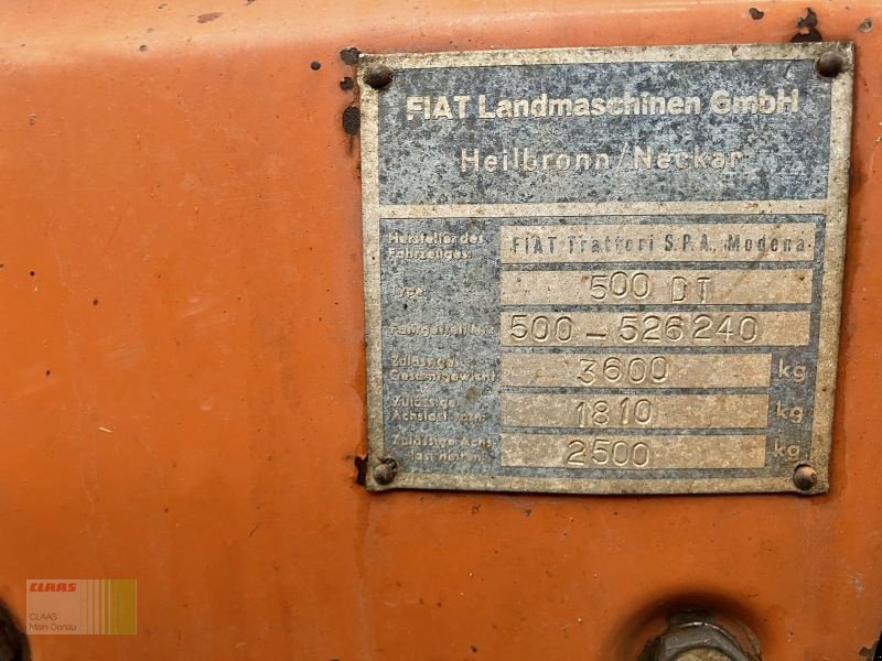 Traktor Türe ait Fiat 500DT Special, Gebrauchtmaschine içinde Vohburg (resim 20)