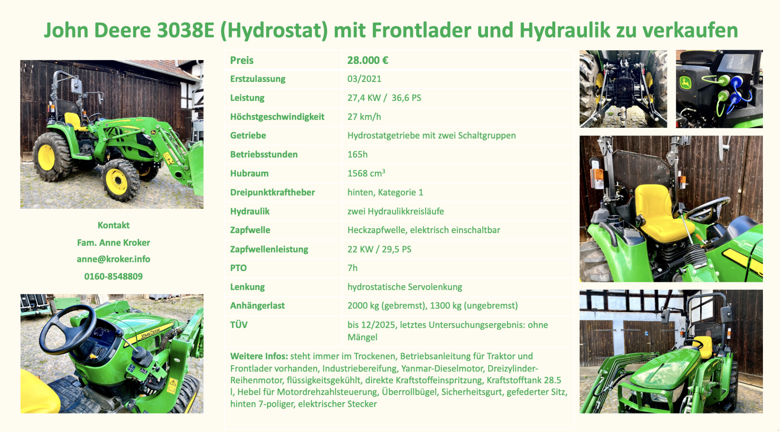 Traktor typu John Deere 3038 E, Gebrauchtmaschine w Graitschen (Zdjęcie 3)