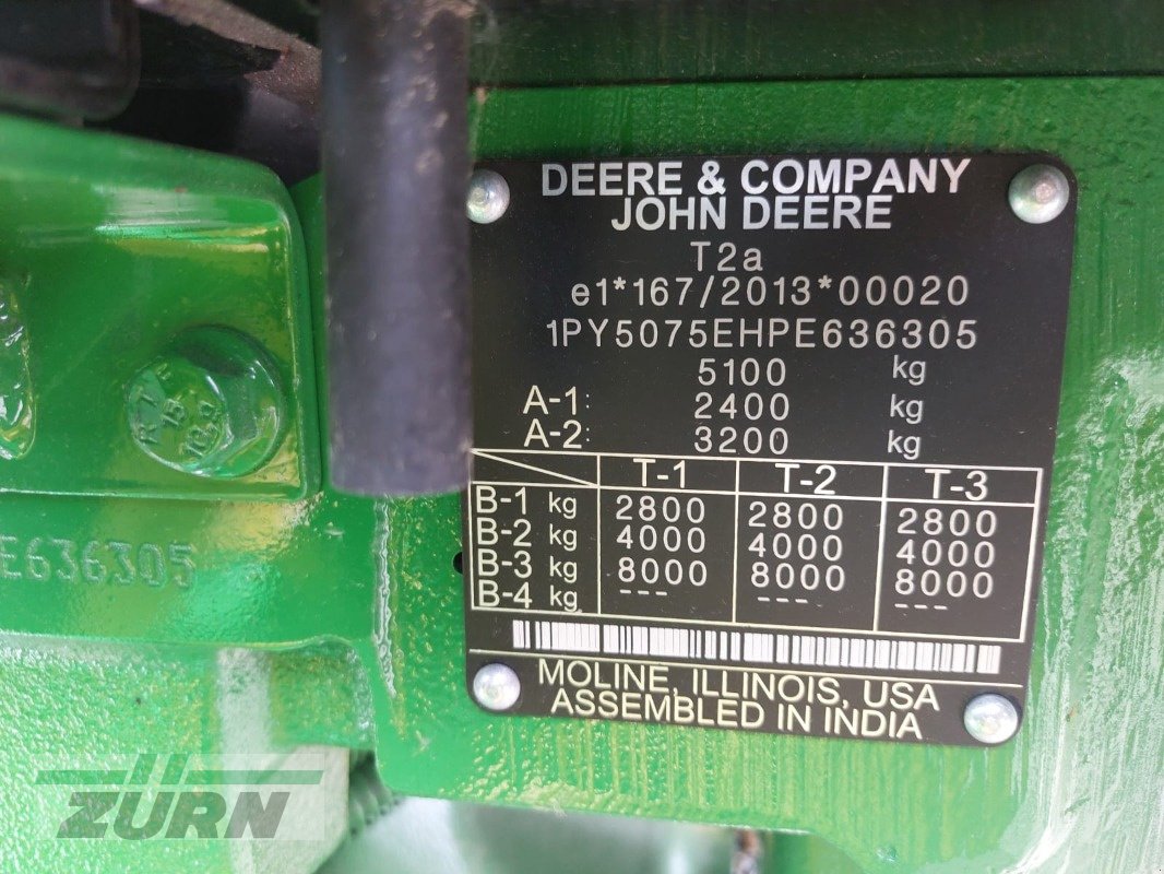 Traktor du type John Deere 5075E, Neumaschine en Inneringen (Photo 11)