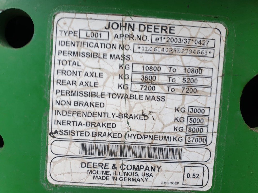 Traktor a típus John Deere 6140R PREMIUM, Gebrauchtmaschine ekkor: Sittensen (Kép 14)