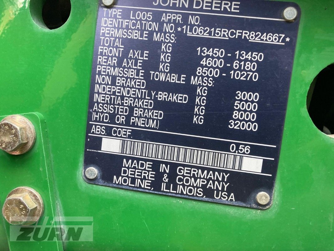 Traktor Türe ait John Deere 6215R, Gebrauchtmaschine içinde Inneringen (resim 25)