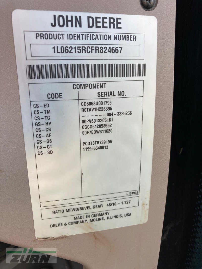 Traktor des Typs John Deere 6215R, Gebrauchtmaschine in Inneringen (Bild 26)