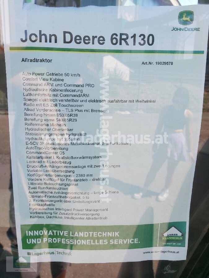 Traktor типа John Deere 6R 130, Neumaschine в Klagenfurt (Фотография 4)