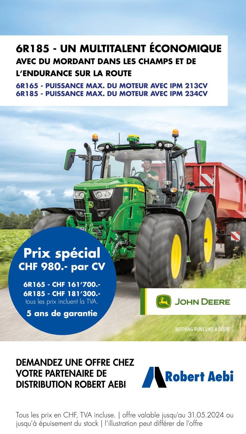 Traktor del tipo John Deere 6R185, Neumaschine en Regensdorf (Imagen 1)