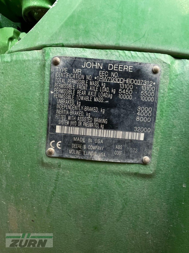 Traktor Türe ait John Deere 7930, Gebrauchtmaschine içinde Windsbach (resim 10)